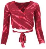 Guru-Shop Longsleeve Batik Wickeltop, Yogatop, Langarmshirt - pink alternative Bekleidung