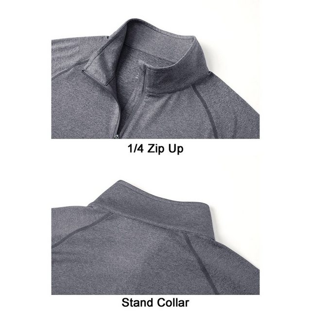 MEETYOO Langarm-Poloshirt Herren Langarmshirt Funktionsshirt (Poloshirt Langarm Pullover, Rollkragenshirts, S, M, L, XL, XXL) 1/4-Reißverschluss, UV-Schutz, UPF 50+, Atmungsaktiv