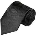 Paul Malone Krawatte Herren Seidenkrawatte Schlips modern uni paisley 100% Seide Schmal (6cm), schwarz 815