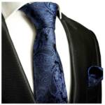 Paul Malone Krawatte Herren Seidenkrawatte mit Tuch paisley elegant 100% Seide (Set, 2-St., Krawatte mit Einstecktuch) Schmal (6cm), blau 518