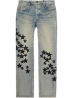 AMIRI - Straight-Leg Leather-Appliquéd Jeans - Men - Blue - UK/US 32