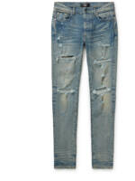 AMIRI - Thrasher Plus Skinny-Fit Distressed Stretch-Denim Jeans - Men - Blue - UK/US 29