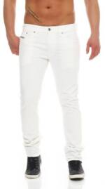 Diesel Slim-fit-Jeans Herren Thavar 0847E Weiß, Stretch, Röhrenjeans, 5-Pocket-Style, Used-Look, Länge: L32