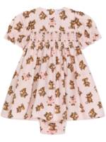 Dolce & Gabbana Kids Gesmoktes Baby Leopard Popeline-Kleid - Rosa