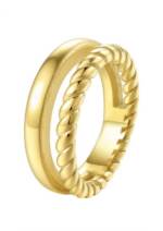 Hey Happiness Fingerring Damen Doppelt Band 18K vergoldet, Basic Edelstahl Wickelring gedreht zweireihig, wasserfest