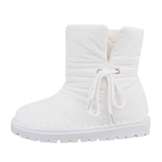 Ital-Design Damen Snowboots Freizeit Snowboots Flach Flache Stiefeletten in Weiß