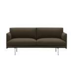 Muuto - Outline Sofa 2-Sitzer, Aluminium poliert / dunkelgrün (Divina 984)