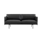 Muuto - Outline Sofa 2-Sitzer, verkehrsschwarz (RAL 9017) / schwarz Refine Leather (EU)