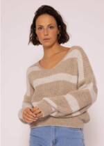 SASSYCLASSY Strickpullover Oversize Pullover Damen aus weichem Grobstrick Lässiger Strickpullover mit V-Ausschnitt, Made in Italy