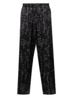 Versace Pyjama-Hose aus Samt mit Barocco-Print - Schwarz