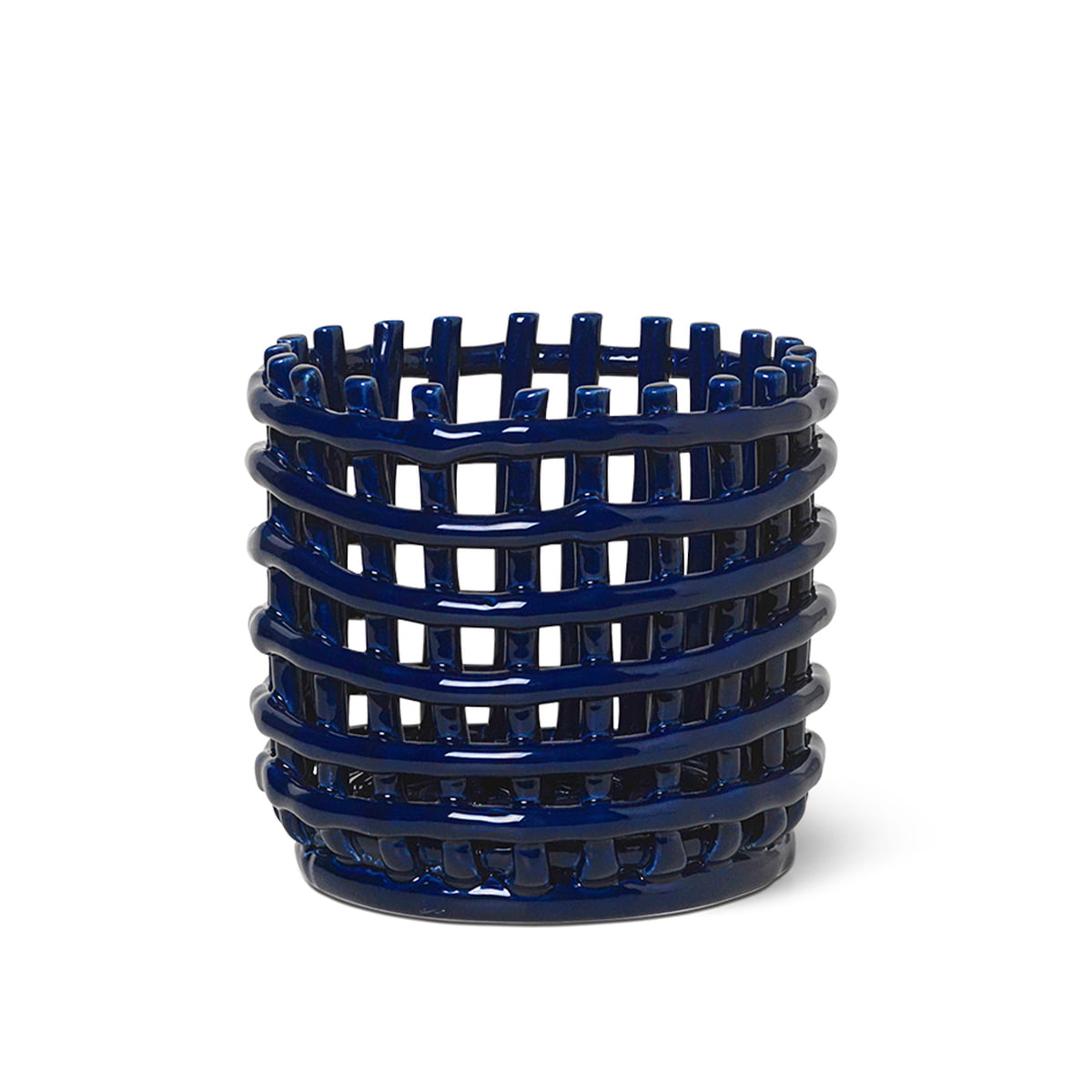 ferm LIVING - Keramik Korb, klein, blau