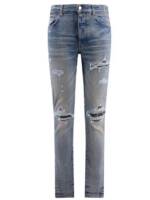 Amiri - Stretch Cotton Jeans With Ripped Effect - Größe 30 - blue