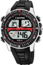CALYPSO WATCHES Digitaluhr Calypso Herren Uhr K5773/4, Herren Armbanduhr rund, Kunststoff, PUarmband schwarz, Sport