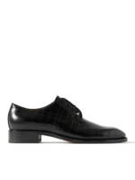 Christian Louboutin - Chambeliss Embellished Croc-Effect Leather Derby Shoes - Men - Black - EU 41