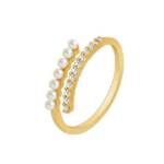 FIDDY Fingerring Damen-Perlenring mit modischem und luxuriösem Design (1-tlg), Verstellbarer Ring mit Strassperlen, Damen, Jubiläum