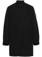 Stone Island Einreihiger Mantel mit Kompass-Patch - Schwarz