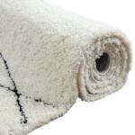 Teppich Wohnzimmerteppich skandinavisch Hochflor Rautenmuster weiß schwarz, Carpetia, rechteckig, Höhe: 30 mm