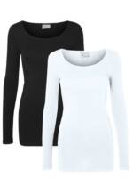 Vero Moda T-Shirt Dünnes Langarm Shirt 2-er Stück Set VMMAXI (2-tlg) 5185 in Schwarz-Weiß