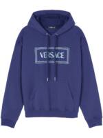 Versace 90s Vintage Hoodie mit Logo-Stickerei - Blau