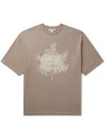 Acne Studios - Logo-Flocked Cotton-Jersey T-Shirt - Men - Neutrals - L