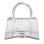 Balenciaga Satchel Bag - Hourglass Metallic Finish Crocodile Embossed - Gr. unisize - in Silber - für Damen