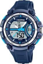CALYPSO WATCHES Digitaluhr Calypso Herren Jugend Uhr Analog-Digital, Herren, Jugend Armbanduhr rund, Kunststoffarmband blau, Sport