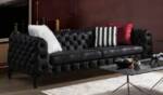 Casa Padrino Chesterfield-Sofa Luxus Chesterfield Sofa Schwarz 235 x 98 x H. 72 cm - Wohnzimmer Sofa - Chesterfield Wohnzimmer Möbel