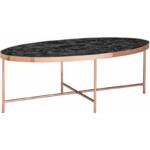 Design Couchtisch Marmor Optik Schwarz - Oval 110 x 56 cm mit Kupfer Metallgestell Großer Wohnzimmertisch Lounge Tisch - Finebuy