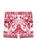 Dolce & Gabbana Kids Shorts mit Majolica-Print - Weiß