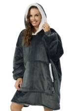 GRUIDAE Kapuzenpullover Hoodie Oversize Decke Damen Herren, Pullover Decke Weihnachtspullover decke mit ärmeln, Länge 126cm