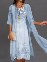 Justfashionnow Elegant Kleider mit Blumenmuster für Damen Blau Grün Pink Lavendel 1 Kostüme