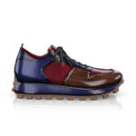Klobige Luxus Sneaker Sportlicher Schnürer für Herren - Handgemacht in Italien aus Premium - Leder - Rot & Braun & Blau - Selbst gestalten -