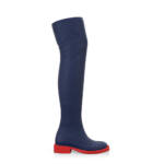 Klobige Sock-Boots Elastische Overknee-Stiefel mit dicker Sohle für Damen - Handgemacht in Italien aus Textil - Blau, Stretch, Niedriger Absatz 48823
