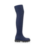 Klobige Sock-Boots Elastische Overknee-Stiefel mit dicker Sohle für Damen - Handgemacht in Italien aus Textil - Blau, Stretch - Selbst gestalten