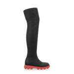 Klobige Sock-Boots Elastische Overknee-Stiefel mit dicker Sohle für Damen - Handgemacht in Italien aus Textil - Schwarz 41355 - Selbst gestalten