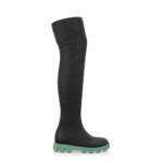 Klobige Sock-Boots Elastische Overknee-Stiefel mit dicker Sohle für Damen - Handgemacht in Italien aus Textil - Schwarz, Stretch