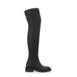 Klobige Sock-Boots Elastische Overknee-Stiefel mit dicker Sohle für Damen - Handgemacht in Italien aus Textil - Schwarz, Stretch, Niedriger Absatz