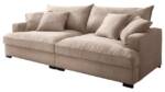 Massivart® Big-Sofa TRIBECCA beige Cordbezug / 242 cm / 4-Sitzer, 2 Rückenkissen, Cordsofa, Nosagunterfederung, 4 Zierkissen