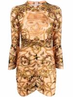 Philipp Plein Enges Kleid mit Barock-Print - Nude