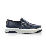 Sneaker Slipper Brogue für Herren - Handgemacht in Italien aus Premium - Leder - Blau, Fransen, Gürtel, Schlupf, Schnalle 43715 - Selbst gestalten