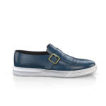 Sneaker Slipper Brogue für Herren - Handgemacht in Italien aus Premium - Leder - Blau, Fransen, Gürtel, Schlupf, Schnalle - Selbst gestalten -