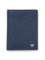TOM FORD - Logo-Appliquéd Full-Grain Leather Bifold Cardholder - Men - Blue