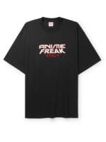 VETEMENTS - Anime Freak Oversized Printed Embroidered Cotton-Jersey T-Shirt - Men - Black - S
