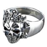 viva-adorno Silberring Totenkopf Ring Poker King Krone Pik 925 Sterlingsilber Herrenring