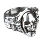 viva-adorno Silberring Totenkopf Ring Skull Vampir Daumenring 925 Sterlingsilber, Herrenring