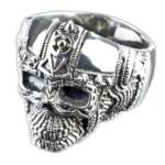 viva-adorno Silberring Totenkopf Ring Streihelm 925 Sterligsilber Herrenring