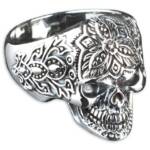 viva-adorno Silberring Totenkopf Ring Sugar Skull Blumen Daumenring 925 Sterlingsilber, Herrenring