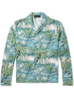 AMIRI - Camp-Collar Floral-Print Silk-Twill Shirt - Men - Blue - M