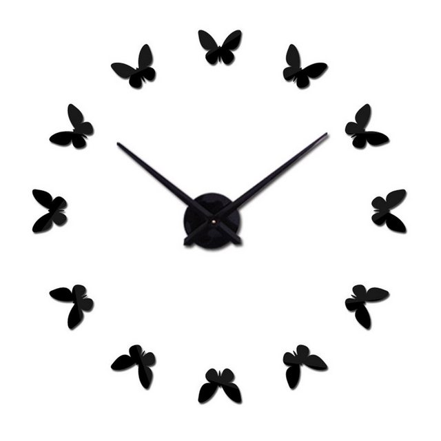 AUKUU Wanduhr Wohnzimmer Wohnzimmer Wanduhr kreative Schmetterling (dreidimensionale Wandaufkleber Uhr DIY große Uhr 37 Zoll)