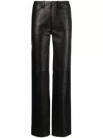 Alexander Wang - Mid-Rise Straight-Leg Leather Trousers - Größe 4 - black